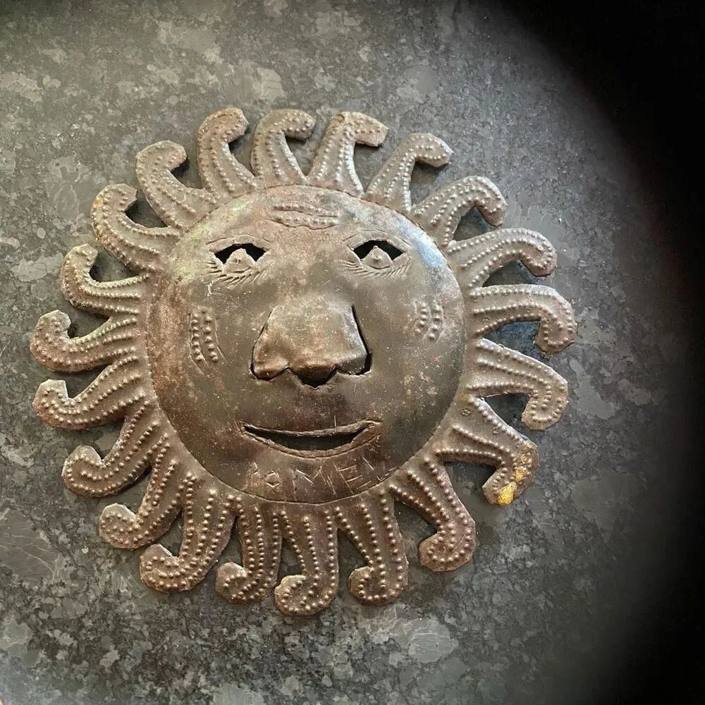 8” Smiling Sun Metal Wall Art - Haiti